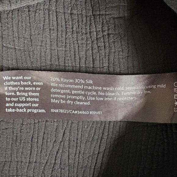 Eileen Fisher Silk Blend Boatneck 3/4 Sleeve Double Layer "Sponge" Top Black L - Picture 7 of 7